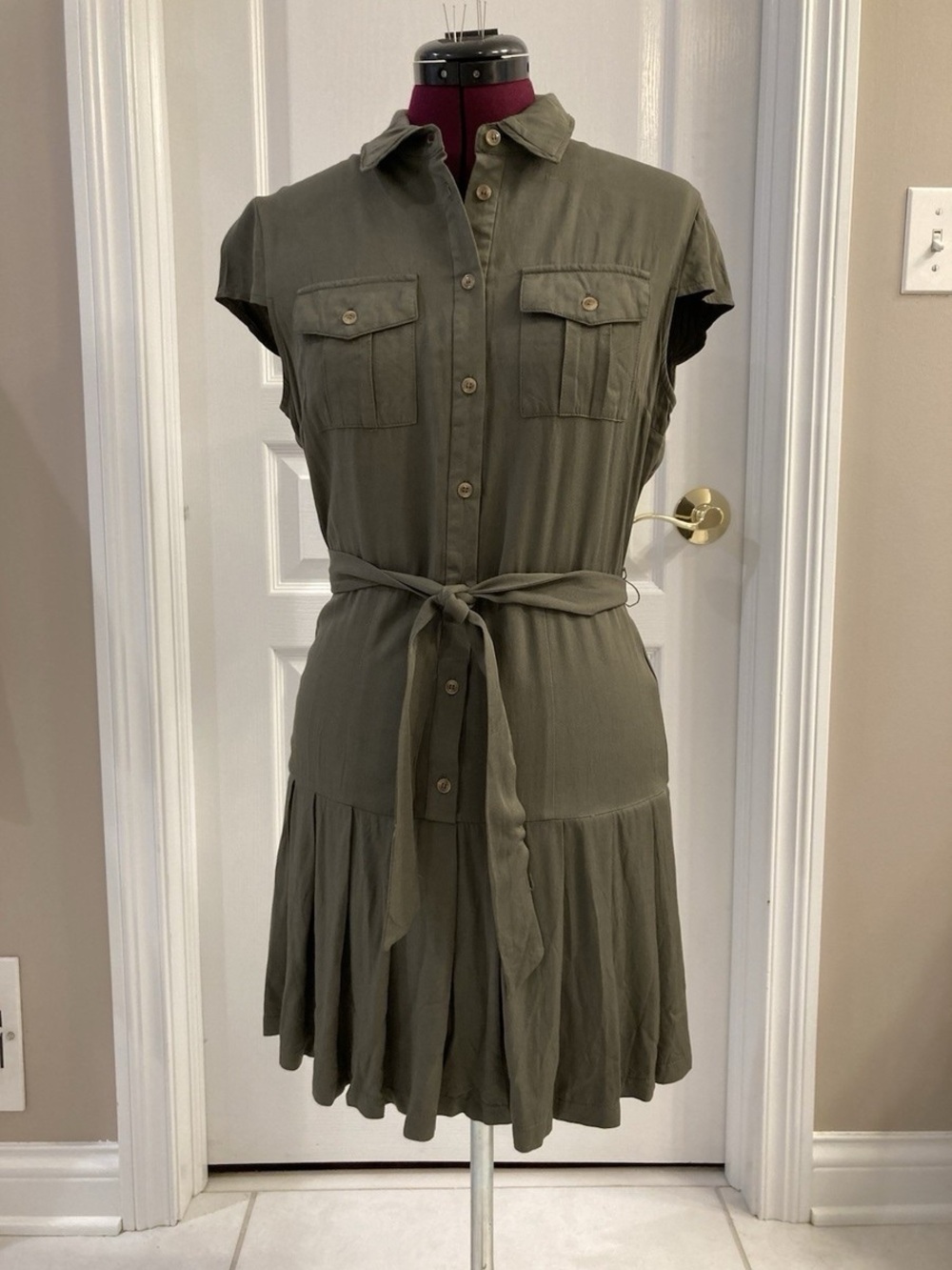 Banana Republic Olive Green TENCEL™ Utility Dress